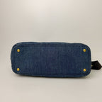 Prada Canapa Denim 2-Way Shoulder Bag Blue Gold Vintage — view 5