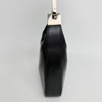 Gucci G Logo Zip Pull Hobo Shoulder Bag Leather Black Silver Vintage — view 4