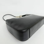Gucci G Logo Zip Pull Hobo Shoulder Bag Leather Black Silver Vintage — view 8
