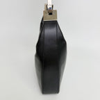 Gucci G Logo Zip Pull Hobo Shoulder Bag Leather Black Silver Vintage — view 5