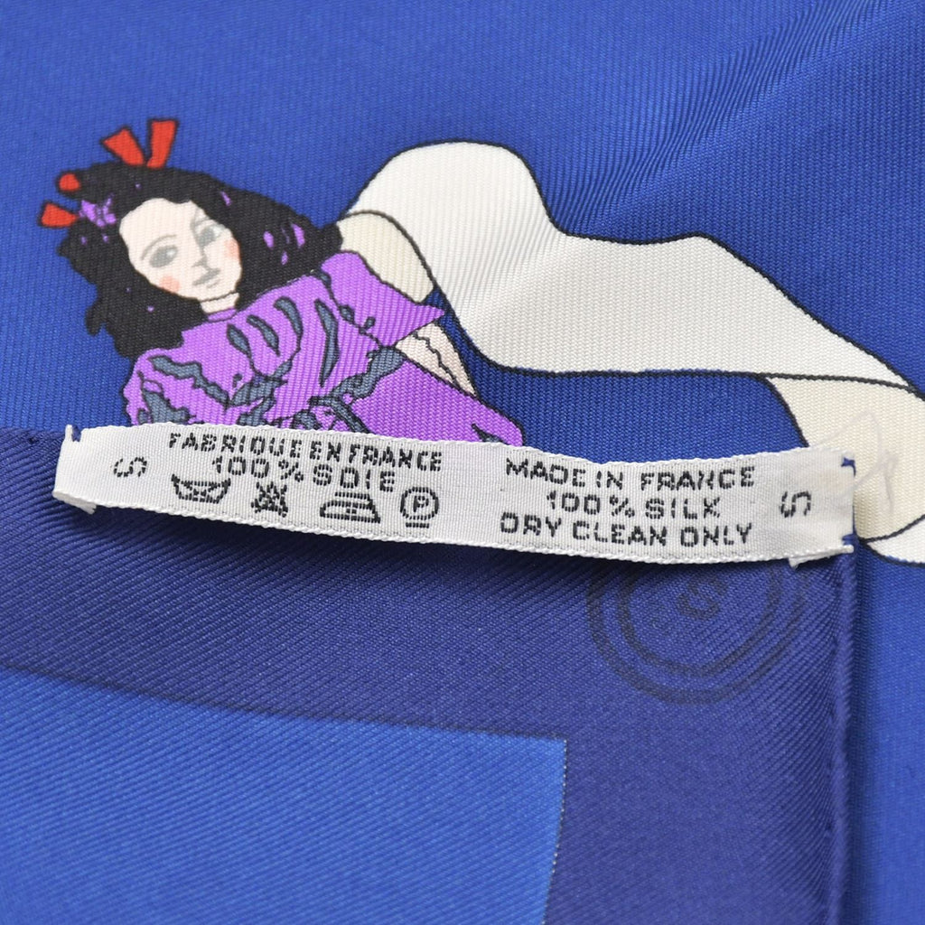 Hermes Scarf Carre 90 Silk Blue Multicolor — view 5