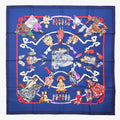 Hermes Scarf Carre 90 Silk Blue Multicolor