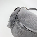 Prada Side Pocket Triangle Logo Leather Hobo Shoulder Bag Black Silver Vintage — view 8