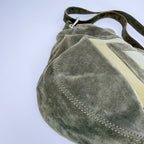 Bottega Veneta Geometric Patch Suede Hobo Shoulder Bag Khaki Olive Silver — view 8