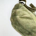 Bottega Veneta Geometric Patch Suede Hobo Shoulder Bag Khaki Olive Silver — view 6