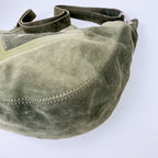 Bottega Veneta Geometric Patch Suede Hobo Shoulder Bag Khaki Olive Silver — view 7