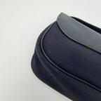 Hermes Sellier H Clasp Leather Felt Shoulder Bag Navy Blue Silver Vintage — view 8