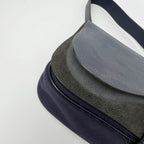 Hermes Sellier H Clasp Leather Felt Shoulder Bag Navy Blue Silver Vintage — view 6
