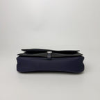 Hermes Sellier H Clasp Leather Felt Shoulder Bag Navy Blue Silver Vintage — view 5