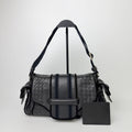 Bottega Veneta Intrecciato Multi Pocket Shoulder Bag Leather Black Vintage