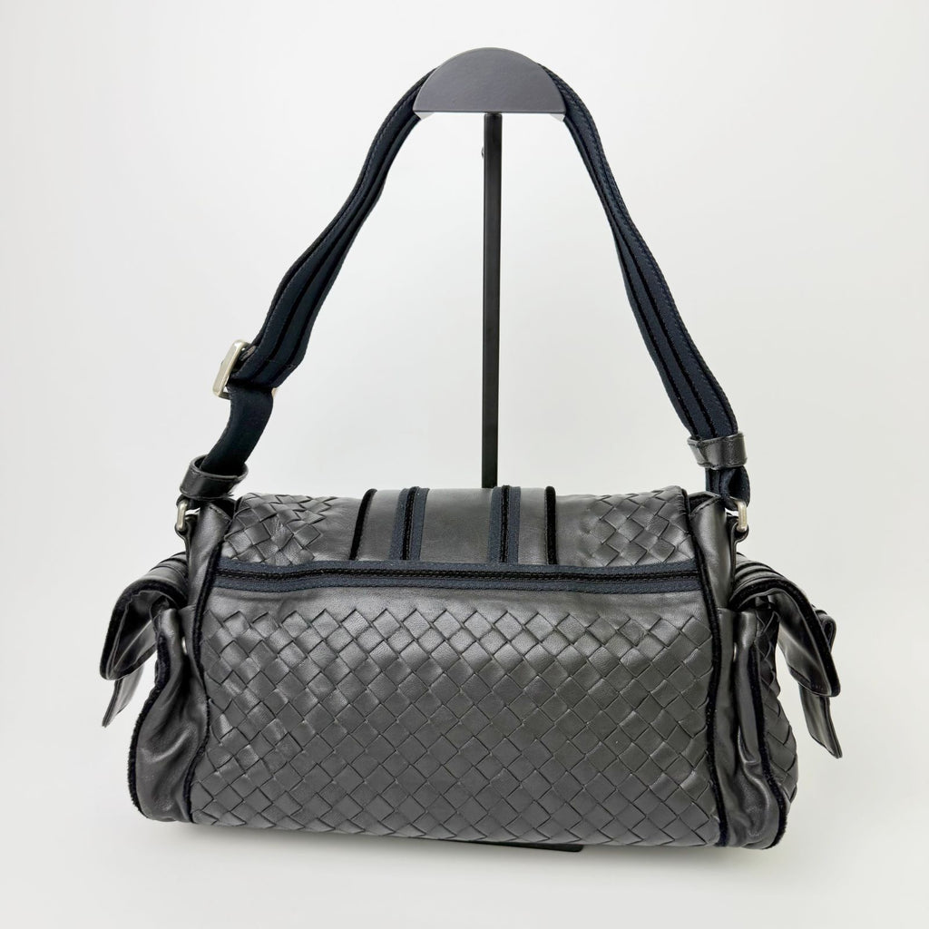 Bottega Veneta Intrecciato Multi Pocket Shoulder Bag Leather Black Vintage — view 3
