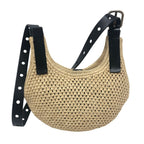 Loewe Shoulder Bag Punch Hole Hobo Mini Raffia Natural Black Beige — view 2