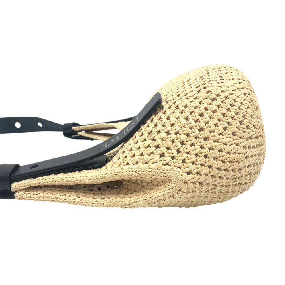 Loewe Shoulder Bag Punch Hole Hobo Mini Raffia Natural Black Beige — view 3
