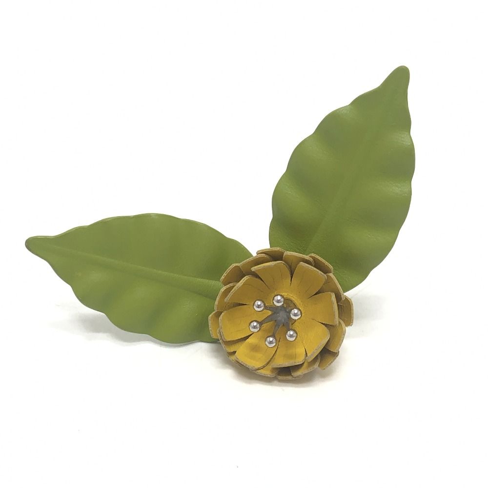 Loewe Brooch Flower Pin Leather Green