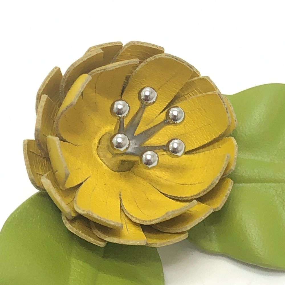 Loewe Brooch Flower Pin Leather Green — view 4