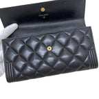 Chanel Bifold Wallet Boy Lambskin CC Logo Black Quilted