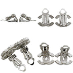 Chanel Earrings CC Logo 07 Metal Rhinestone Silver