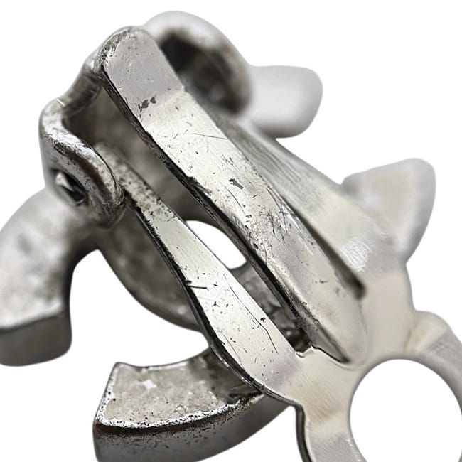 Chanel Earrings CC Logo 07 Metal Rhinestone Silver