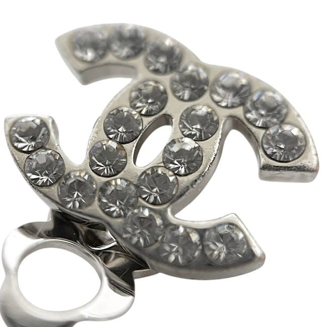 Chanel Earrings CC Logo 07 Metal Rhinestone Silver