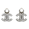 Chanel Earrings CC Logo 07 Metal Rhinestone Silver