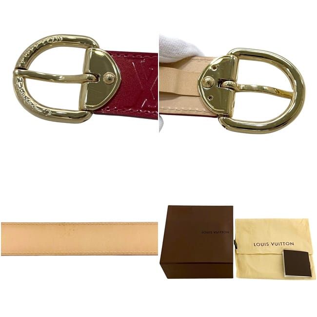 Louis Vuitton Belt Ceinture Classic Waist 85 Monogram Vernis M Patent Vachetta