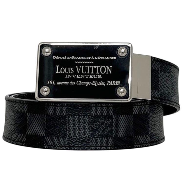 Louis Vuitton Belt Ceinture Inventeur Reversible 35 Waist 89 Damier Graphite