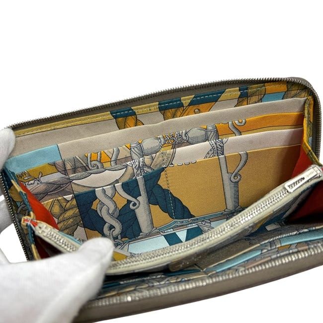Hermes Zip Around Wallet Azap Silk'in Veau Epsom Etoupe Beige