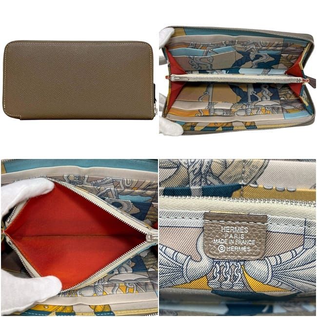 Hermes Zip Around Wallet Azap Silk'in Veau Epsom Etoupe Beige