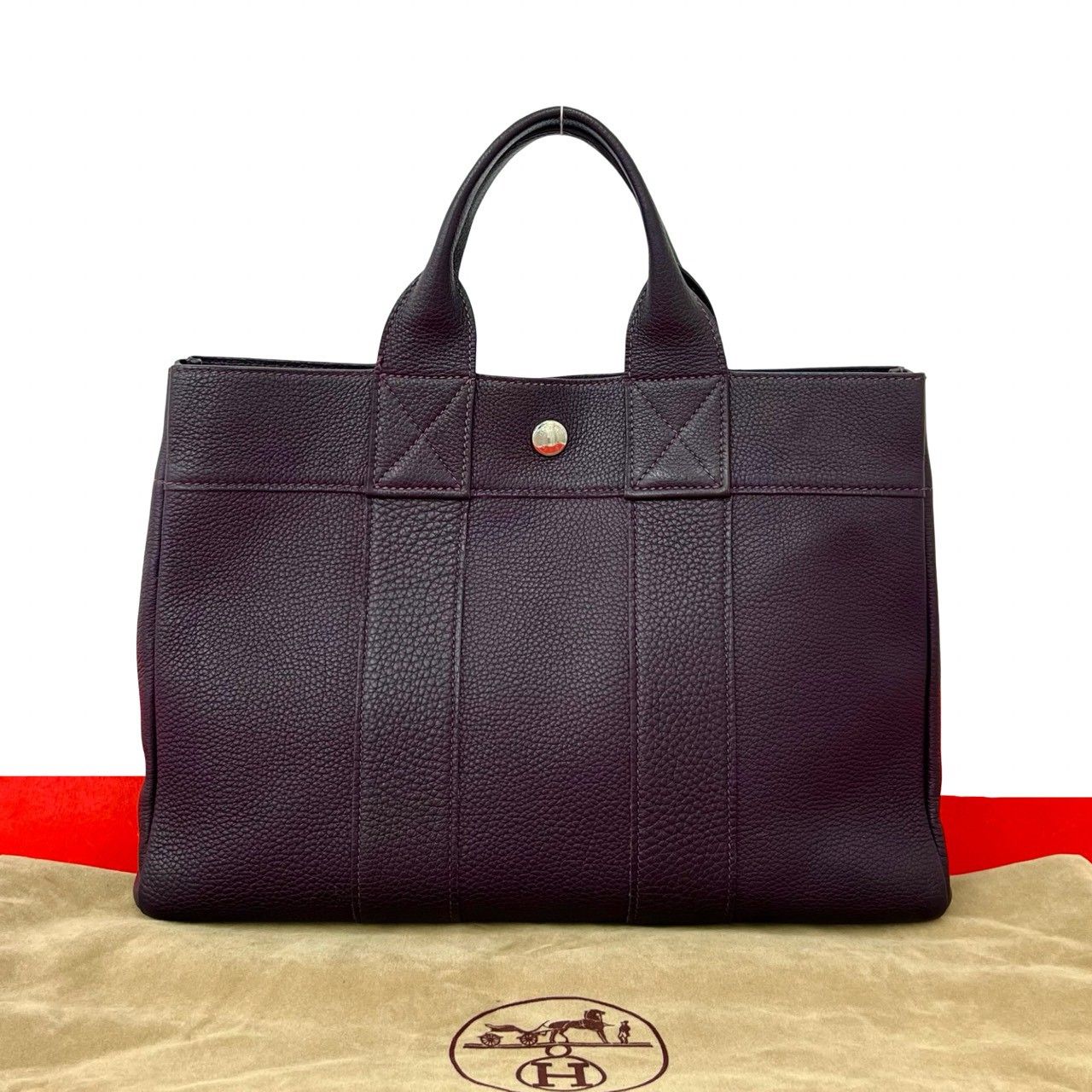 Hermes Fourre Tout Negonda Leather Handbag Mini Tote Raisin Purple