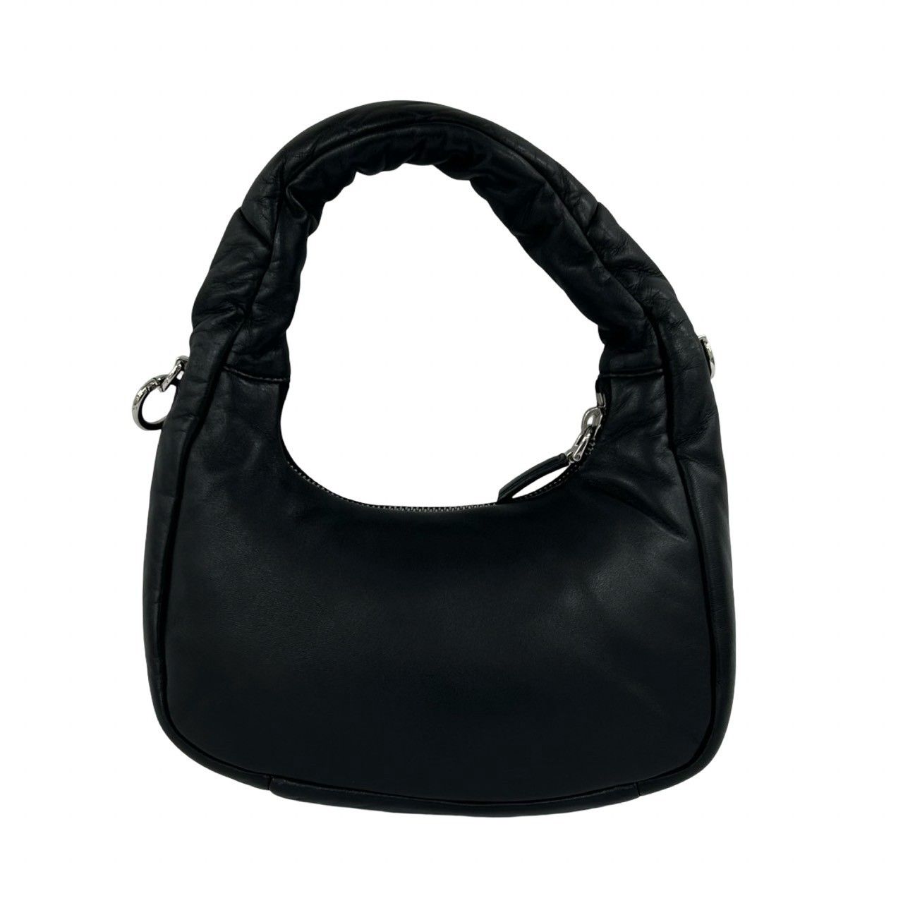 Prada Triangle Logo Patted Nappa Leather 2-Way Shoulder Bag Pochette Black — view 3