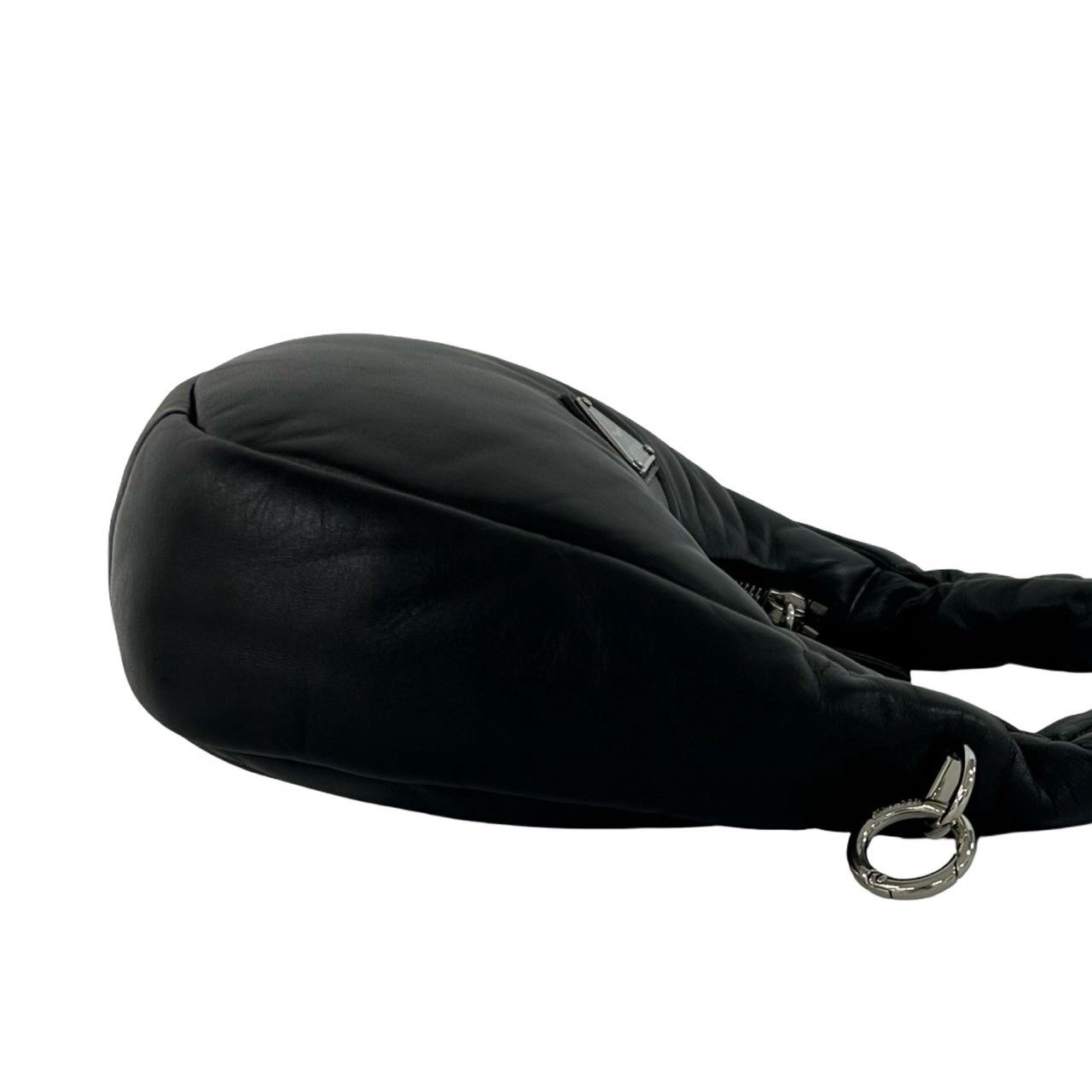 Prada Triangle Logo Patted Nappa Leather 2-Way Shoulder Bag Pochette Black — view 6