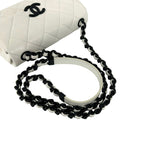 Chanel Quilted CC Logo Caviar Leather Shoulder Bag White — view 4