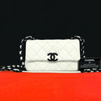 Chanel Quilted CC Logo Caviar Leather Shoulder Bag White