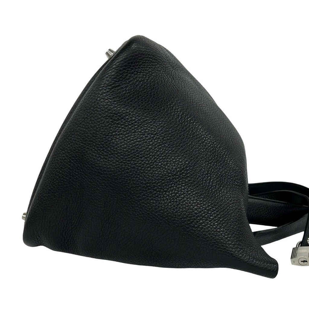 Hermes Bag with Key Picotin Lock GM Taurillon Clemence Leather Handbag Black — view 6
