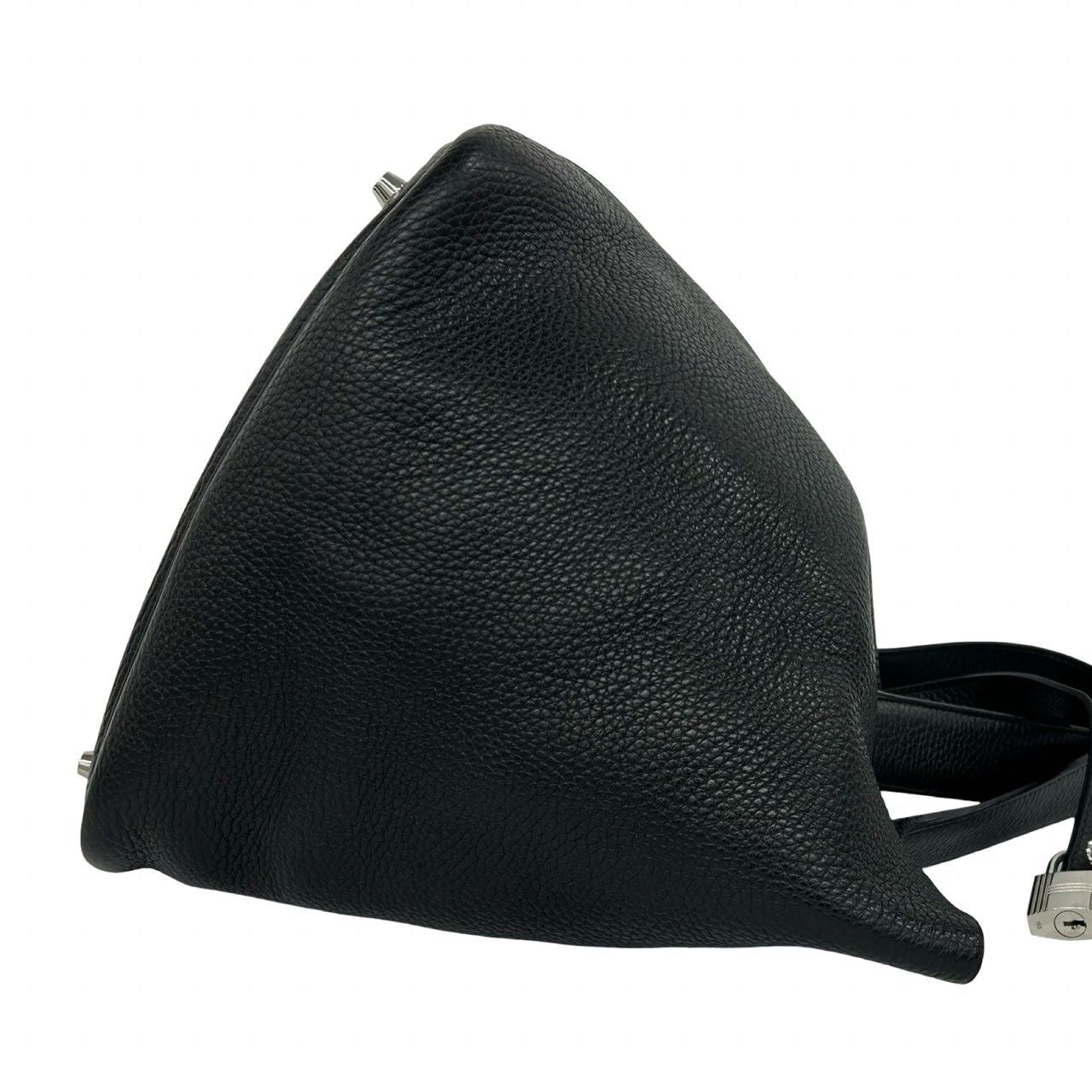 Hermes Bag with Key Picotin Lock GM Taurillon Clemence Leather Handbag Black — view 6