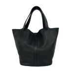 Hermes Bag with Key Picotin Lock GM Taurillon Clemence Leather Handbag Black — view 3