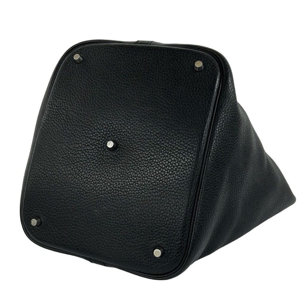 Hermes Bag with Key Picotin Lock GM Taurillon Clemence Leather Handbag Black — view 8