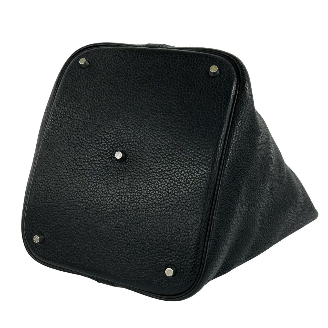 Hermes Bag with Key Picotin Lock GM Taurillon Clemence Leather Handbag Black — view 8