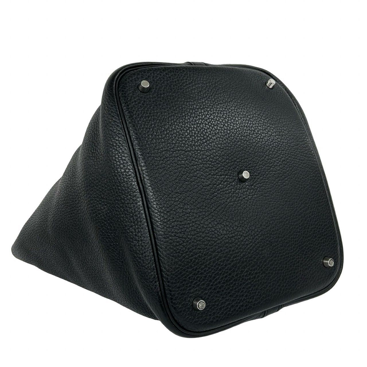Hermes Bag with Key Picotin Lock GM Taurillon Clemence Leather Handbag Black — view 7