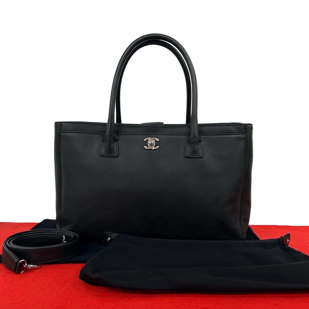 Chanel Executive Tote Caviar Leather 2-Way Shoulder Bag Black