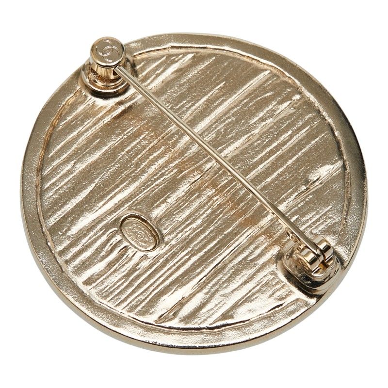Chanel CC Logo Brooch Gold Rhinestone Plated — view 2