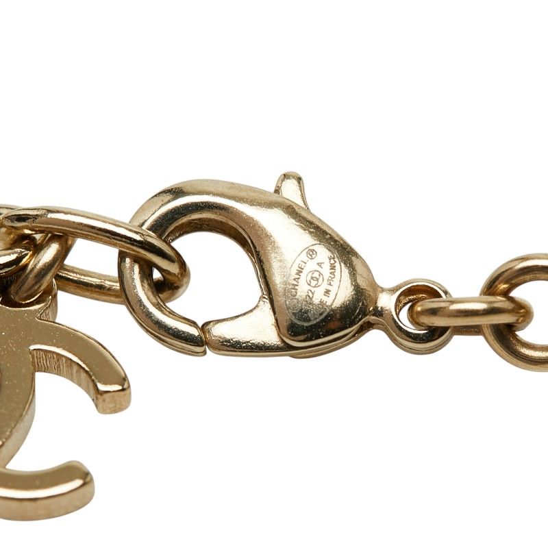 Chanel CC Logo Chain Pendant Gold Black Plated Leather — view 4