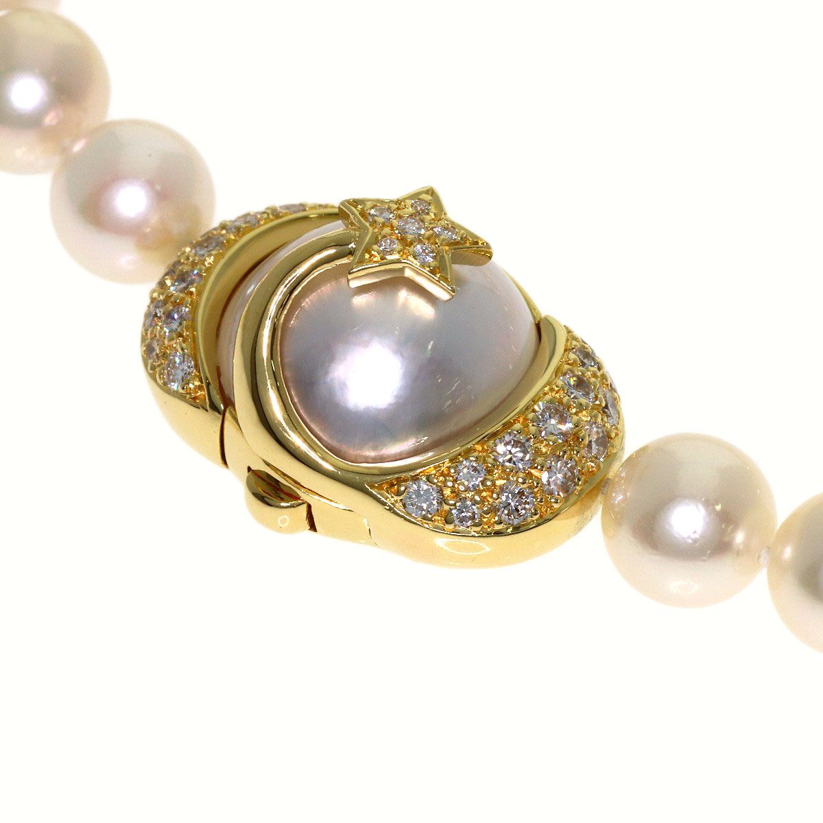 Chanel Comet Pearl Diamond Necklace 18k Yellow Gold — view 3