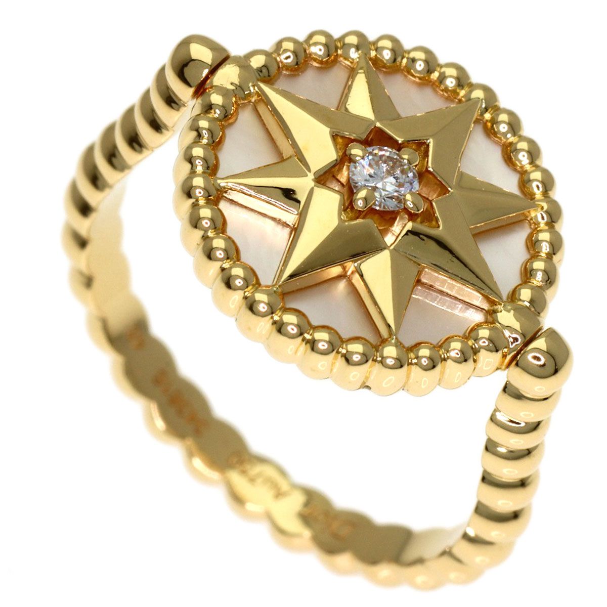 Dior Rose des Vents White Shell Diamond 48 Ring 18k Yellow Gold