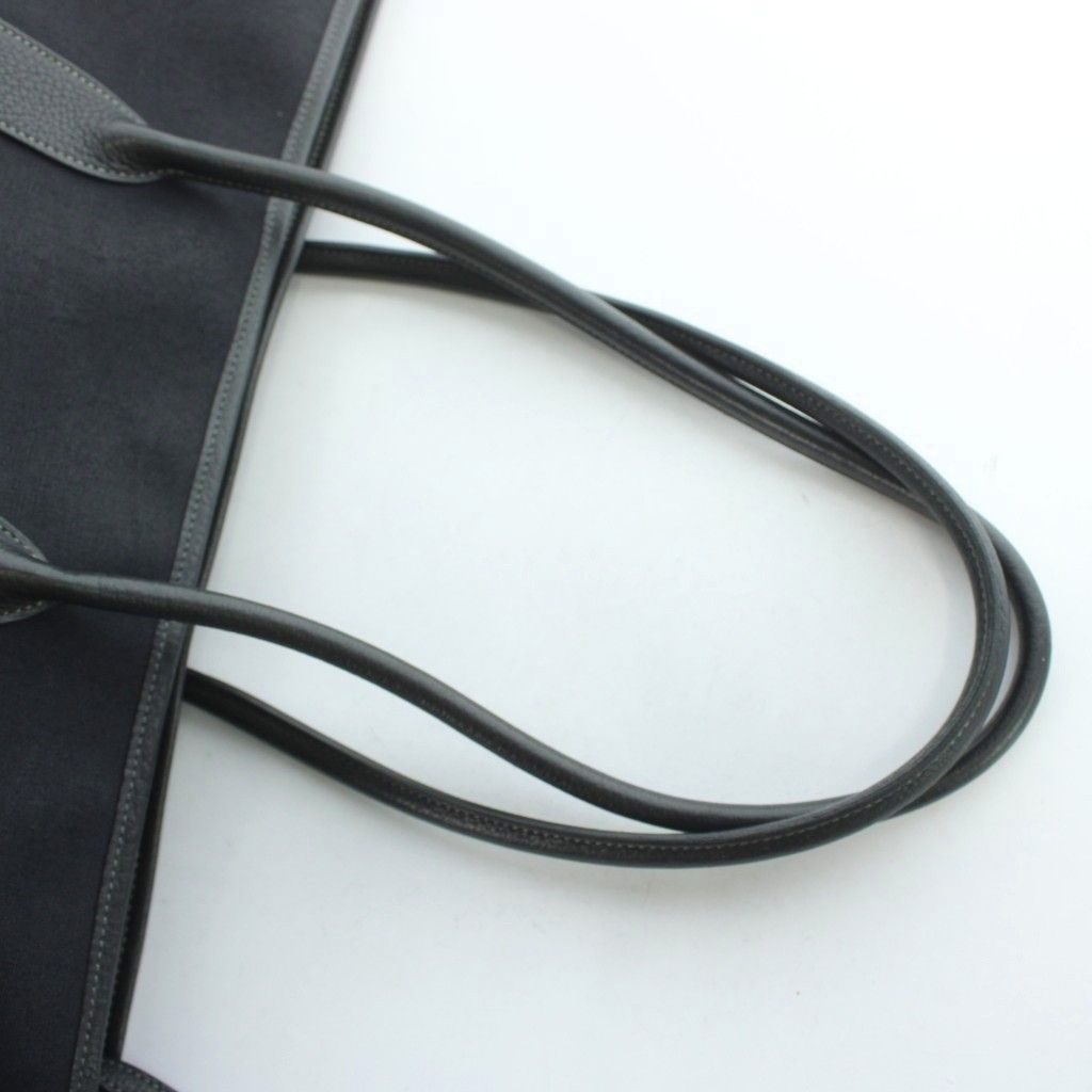 Hermes Garden Zip MM Tote Bag Toile Officier Leather Black — view 7