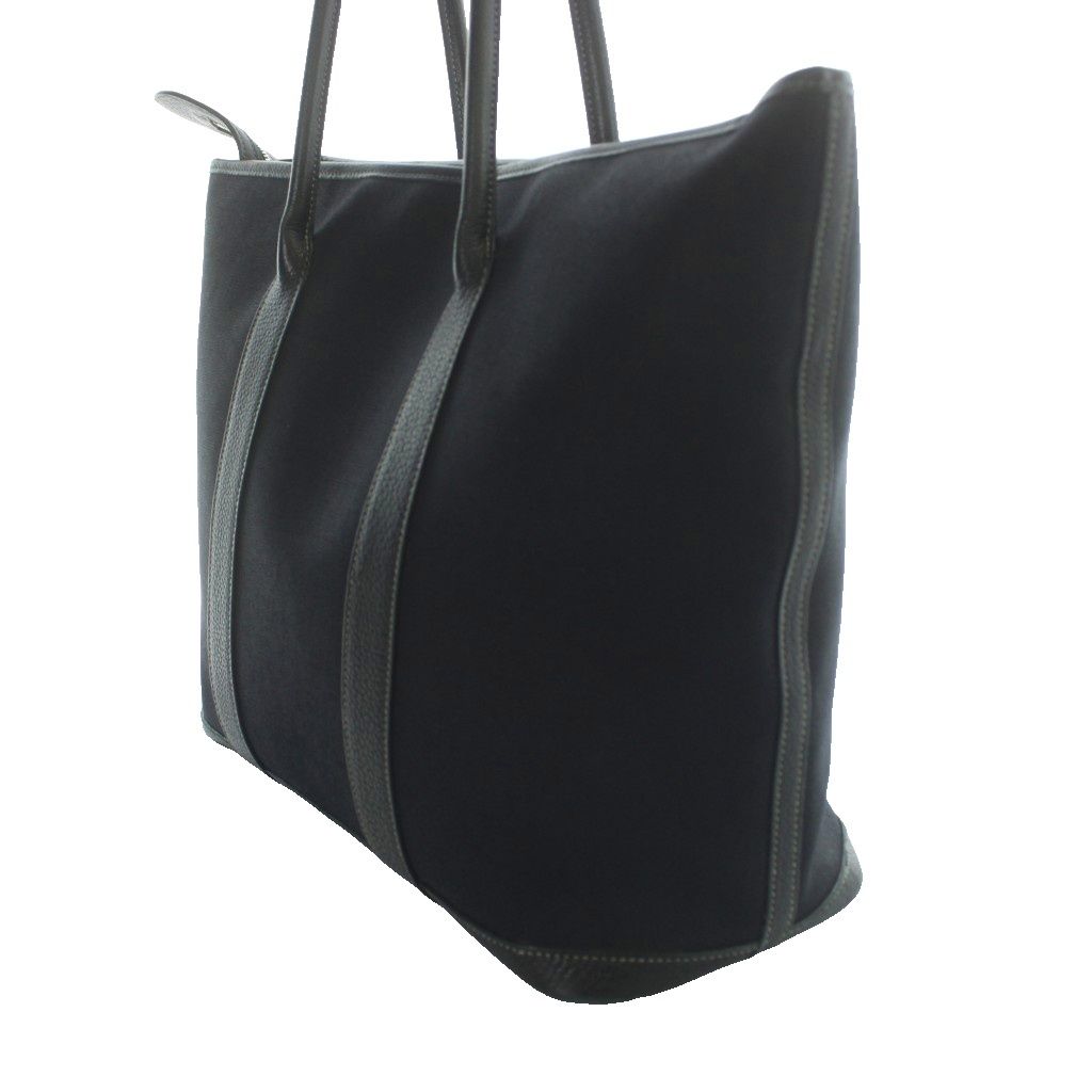 Hermes Garden Zip MM Tote Bag Toile Officier Leather Black — view 2