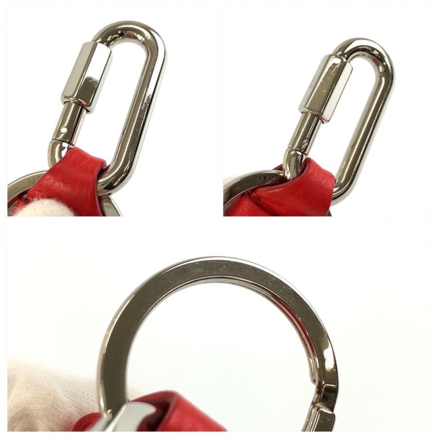 Louis Vuitton Porte Cles Dragonne Red Silver Leather Key Holder Key Ring — view 5