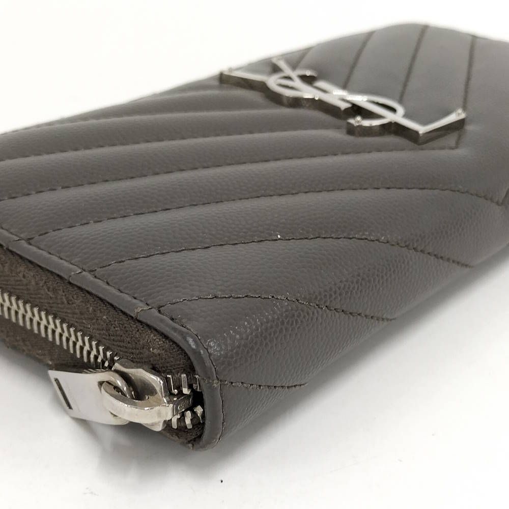 Saint Laurent Zip Around Wallet Leather Gray — view 5