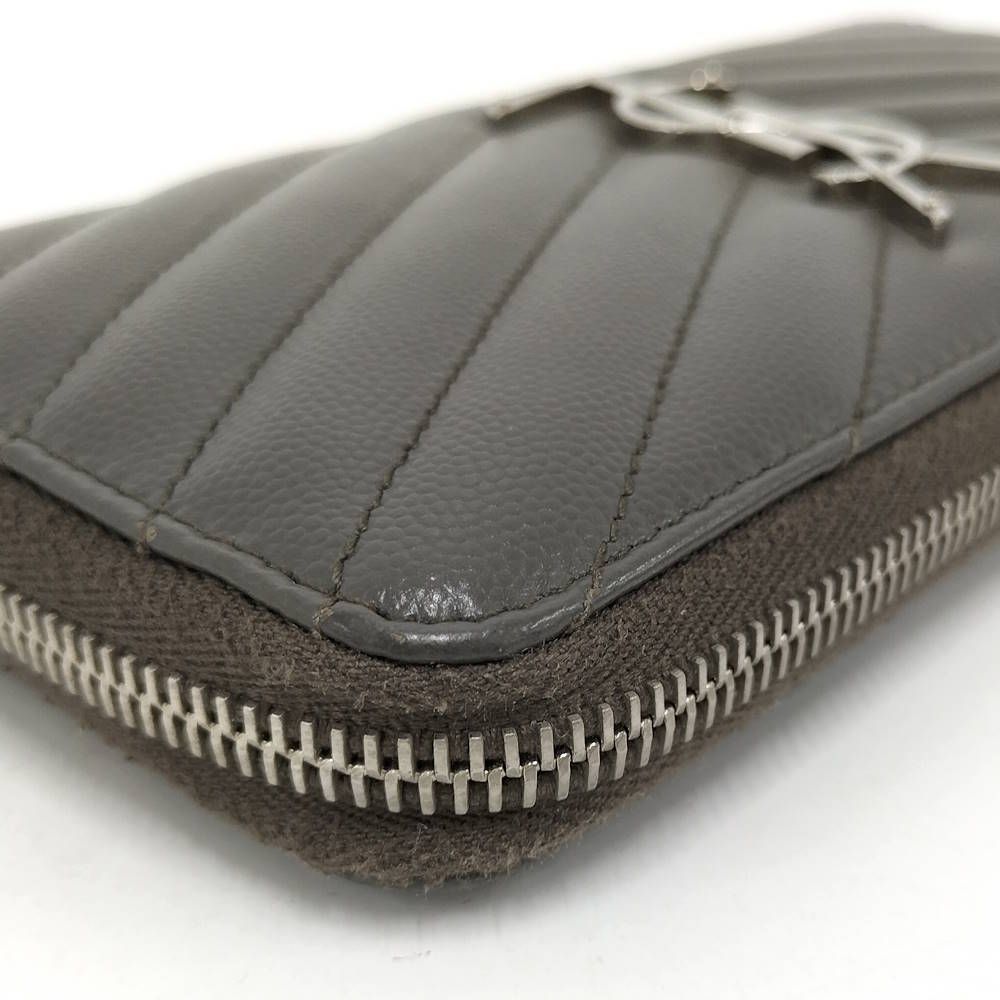 Saint Laurent Zip Around Wallet Leather Gray — view 7