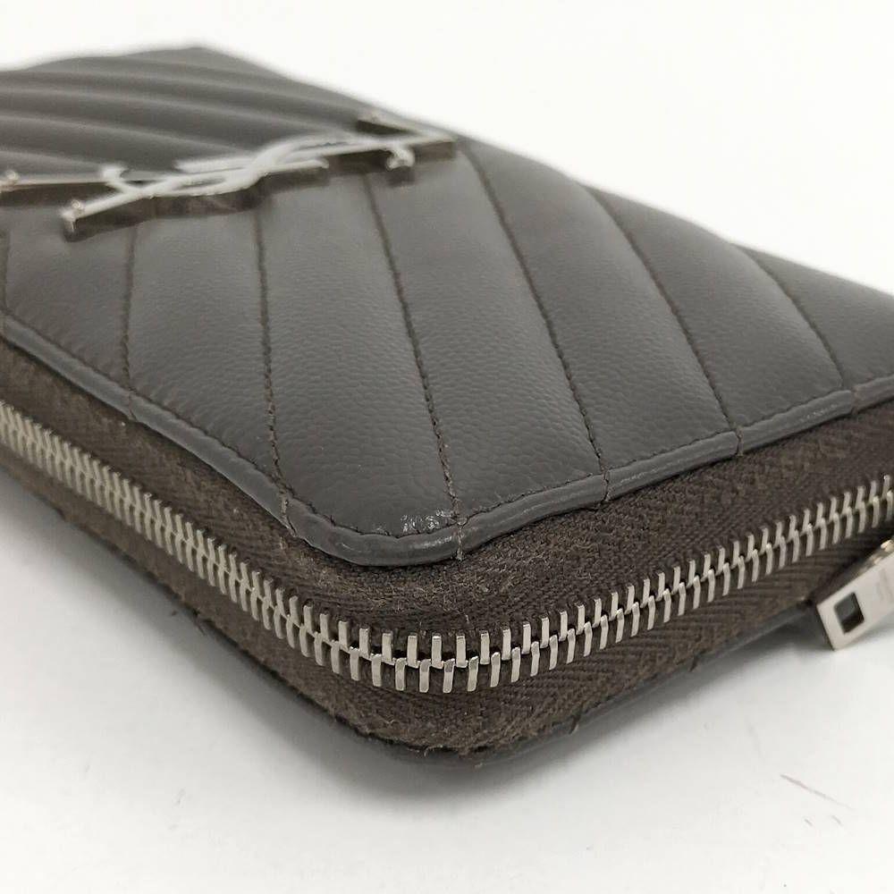 Saint Laurent Zip Around Wallet Leather Gray — view 4